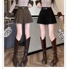 Women's Coffee Wool A-line Pleated High Waist Skirt Shorts for Autumn/Winter 2025
