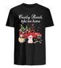 Country Roads Christmas Cows Sheep Chicken Pig Donkey Farm Xmas Gift T-Shirt 100% Cotton O-Neck Short Sleeve Casual Mens T-shirt