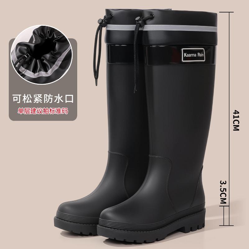 Women's Rain Shoes Anti-splash Bundle Mouth High Rain Boots Big Red Height Increase and Thin Non-slip Rain Boots Waterproof Outdoor Rubber Shoes
