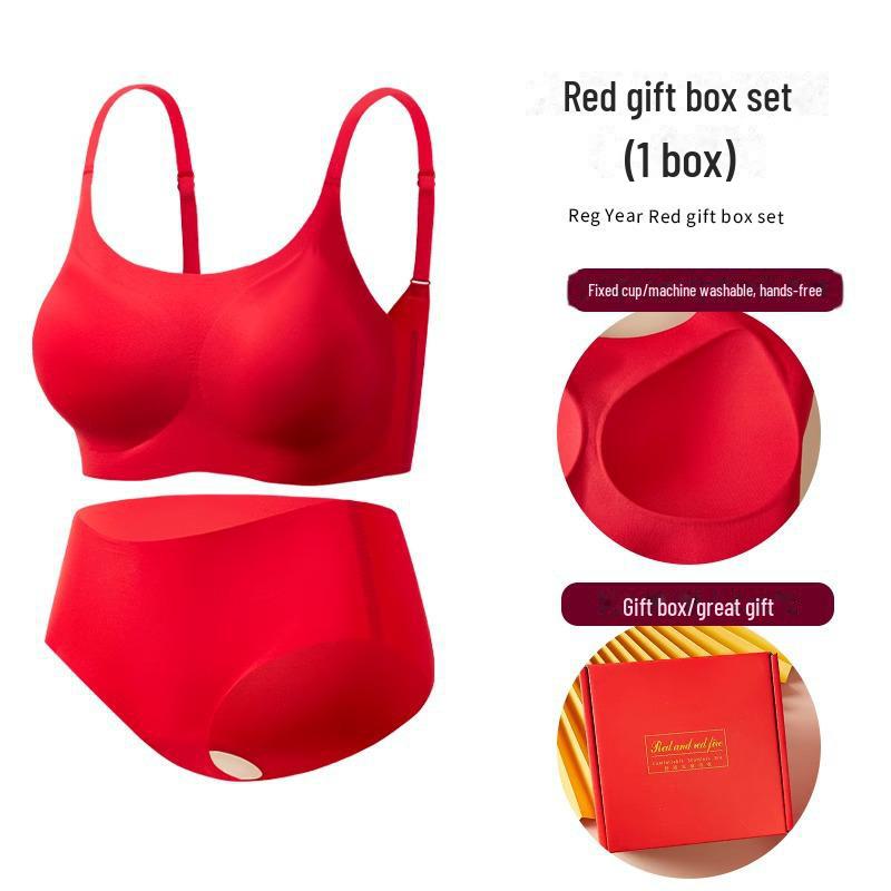 Red Zodiac Year Bridal Bra & Panty Set – Women’s Small Chest, Non-Wired, Boxed