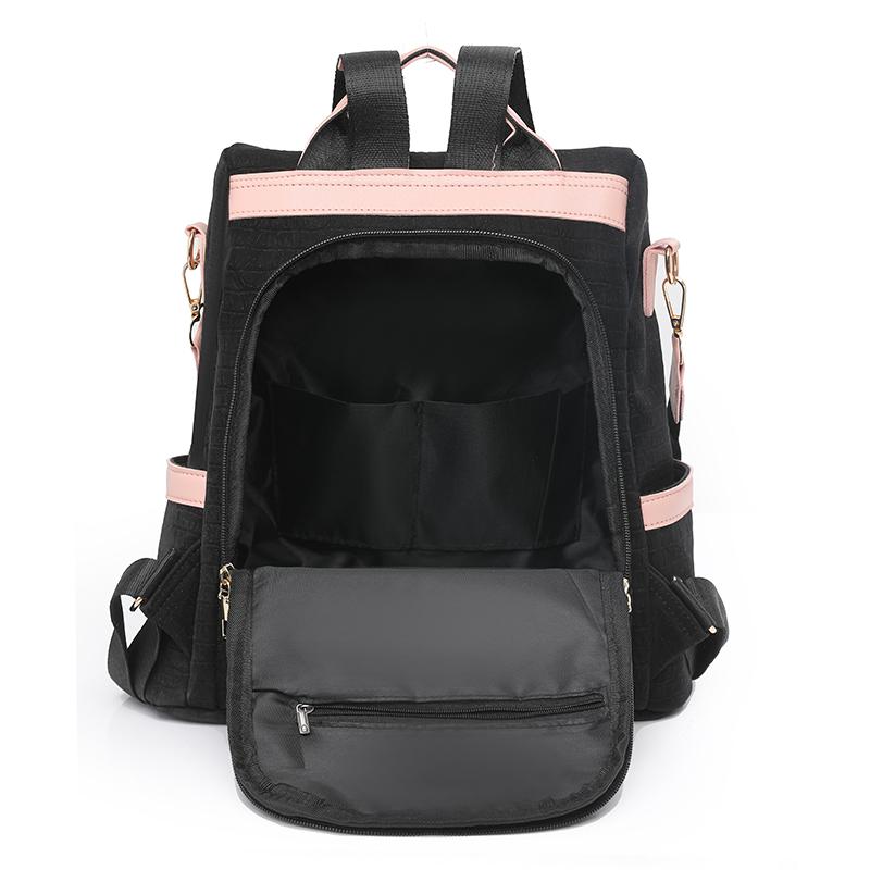 Women's Large Capacity Backpack Color Block Commuter Travel Anti-Theft Backpack Multi-Function Shoulder Bag