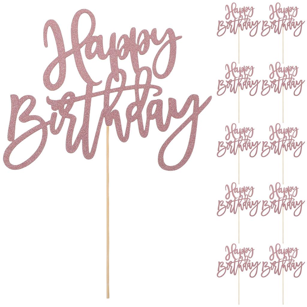 12Pcs Pink Glitter Birthday Centerpiece Sticks Double Sided Table Party Decorations Birthday Table Top Centerpiece