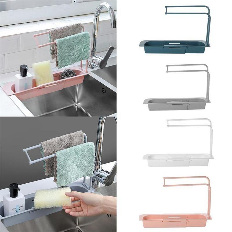 Expandable Telescopic Sink Rack Holder With Adjustable Storage For Kitchen Essentials
