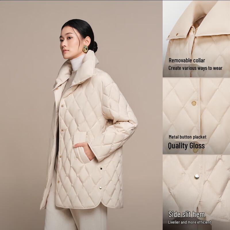 Bosideng Detachable Collar Diamond Quilted Goose Down Jacket B250134156