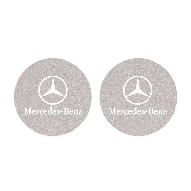 AXX2 2 Pcs Car Water Cup Mat Suede Non-Slip Coaster Accessories For Mercedes Benz AMG W204 W205 W203 W211 W212 W213 W201 W210 W124