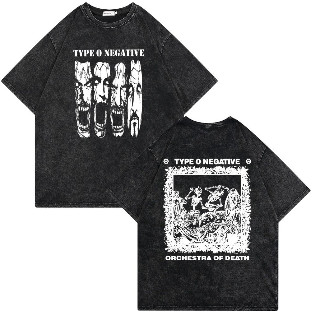 Washed Vintage Rock Band Type O Negative Rip Peter Steele Tribute T Shirt Male Casual Oversized Tshirt Mens Rocker Streetwear