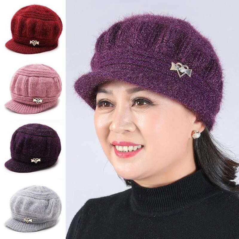Women s Middle-aged Winter Pulsar Fleece Fur Hat C6340_Red