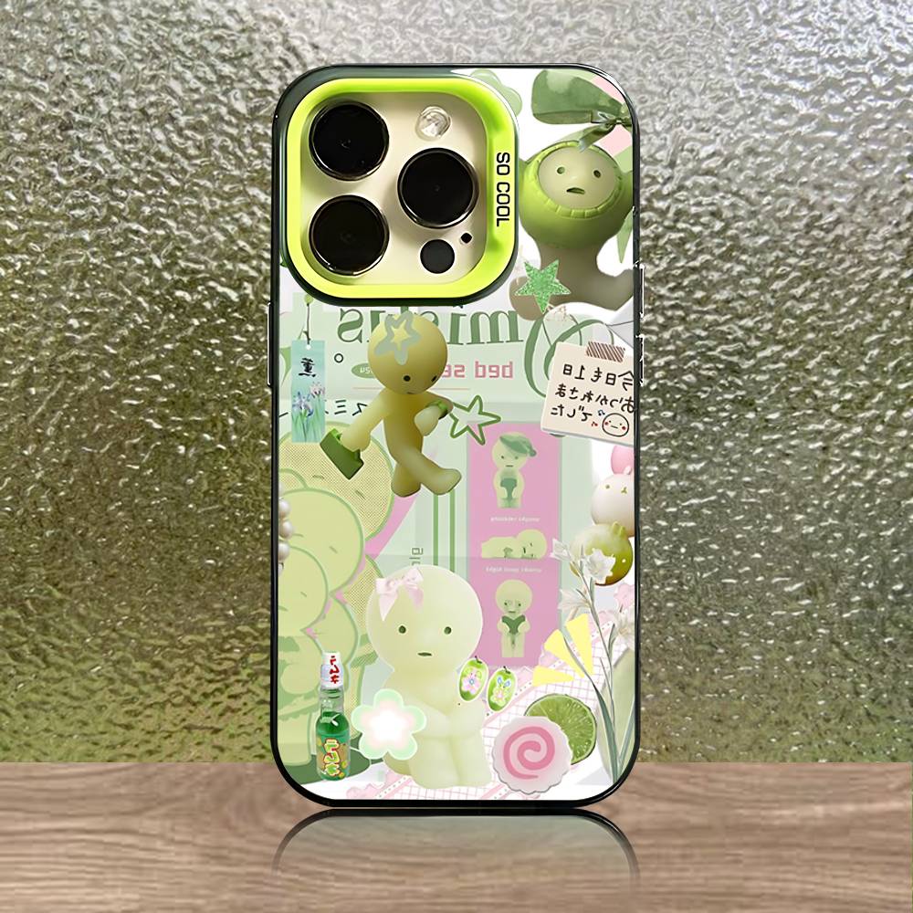 Custodia per Telefono Per iPhone 16,15,14,13,12,11,Pro,XS,Max,Plus,Mini,SE Verde S-Smiski Caramella Opaca Cover Antiurto