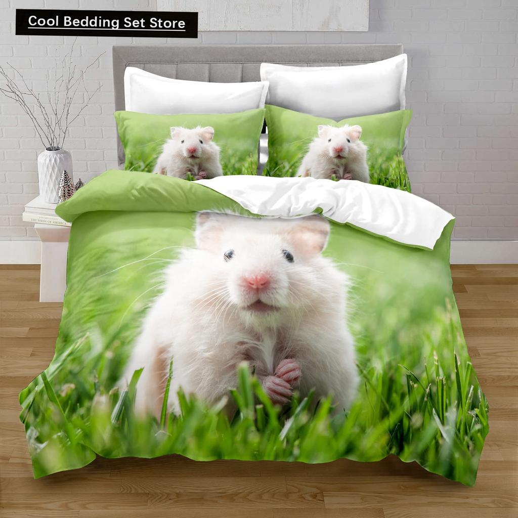 Hamster Duvet Cover King Queen Size Family Pet Guinea Pig Bedding Set for Kids Boys Girls Lovely Mini Animal 2/3pcs Quilt Cover