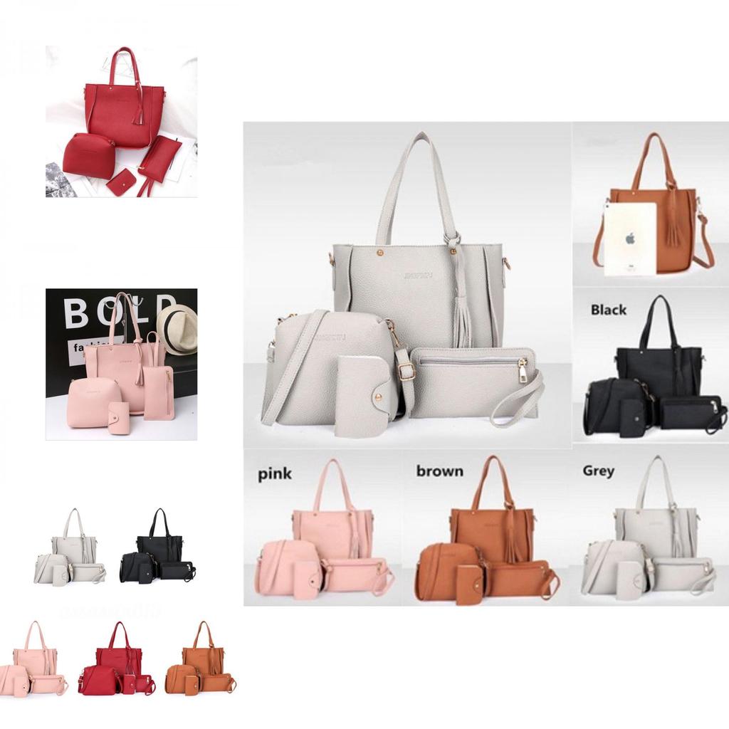 Elegant Women Leather Handbag Set With Shoulder Bags Tote Purse And Messenger Satchel