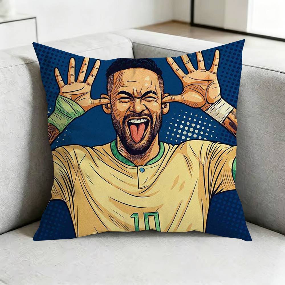 Cool NeymarR Football Cartoon Square DoubleSided printed Pillow Case Bedroom Bedside Pillow Sofa Cushion Cover Gift