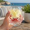 Elegante Bicchiere Acqua Oceano con Bordo Dorato 12oz Polpo, Design in Rilievo, Stile Marino Dipinto a Mano Sofisticata Bicchiereria Costiera per Bere per Amanti