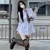 Klasik Beyaz Gömlek Elbise Kadın Wrap İnce Tasarım Polo Kısa Elbiseler Kore Moda Kpop Bahar Kravat