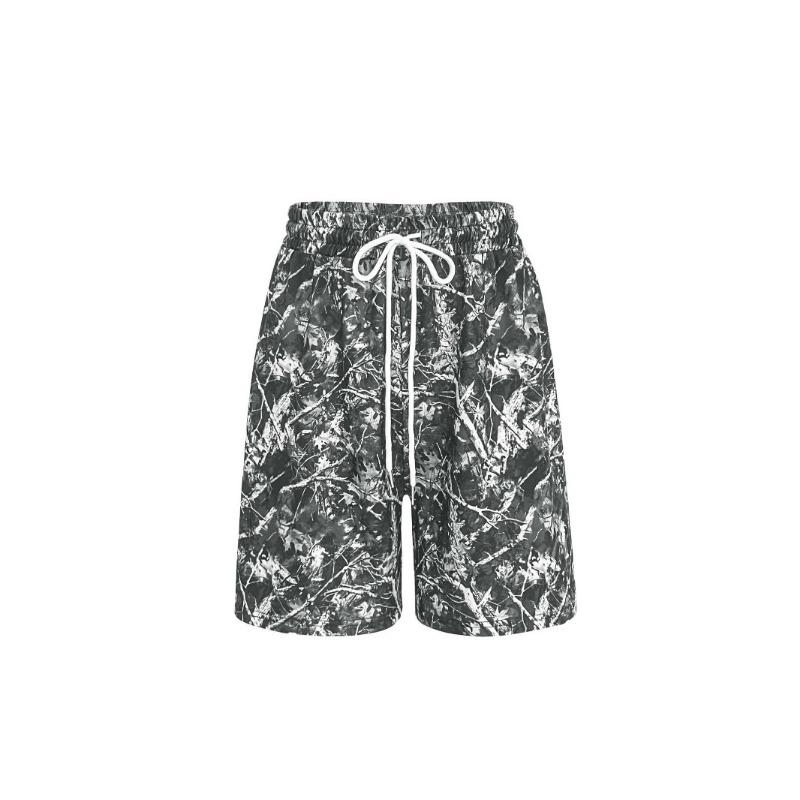 Damskie wiosenno-letnie szorty z nadrukiem kamuflażu gałęzi, luźne, casualowe spodnie sportowe ze sznurkiem