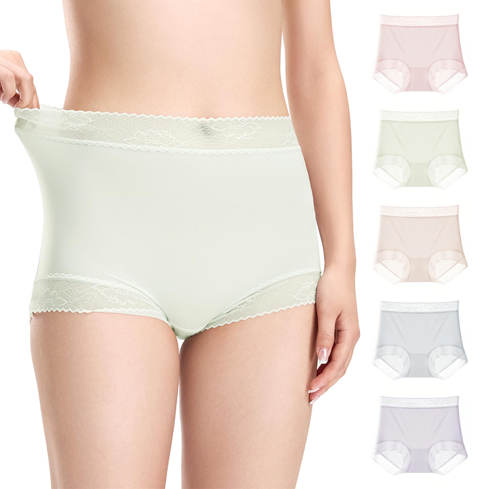 

Veimia Seamless Panties Acid 7A High and Gentle on the Skin 5-Pack Women s High-Waist [Polylactic Antibacterial, Elasticity, Butt-Lengthening Panties]