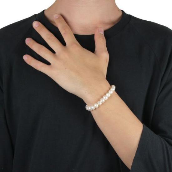 Süßwasserperle 8mm Jaspis Armband 19cm Innenumfang Stein [Cenote] 16,5cm [Kraft Zubehör] t0840-19cm