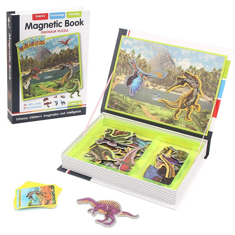 Funny Children's Intelligent Magnetic Book 3D Cartoon Puzzles Jigsaw Brain Training Game Educational Toys for Kids Gift Xmas Toy