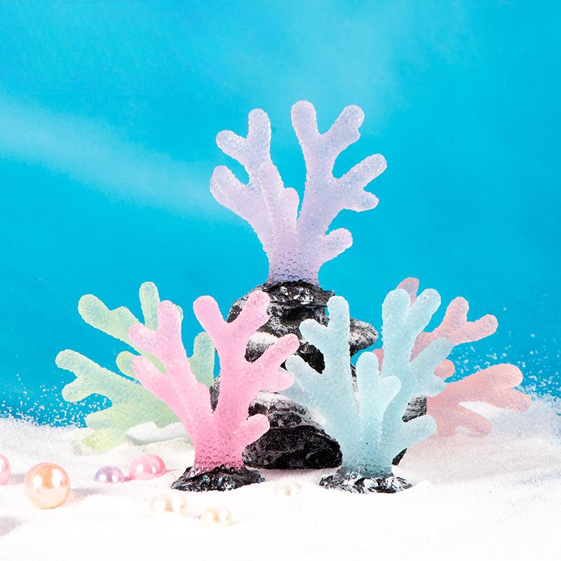 Luminous Coral Resin Pendant Miniature Landscape Decoration Accessories Fish Tank Aquarium Landscape Luminous Decorative Crafts