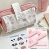 Cat Cartoon Canvas Pen Bag With Large Capacity And Portable Design For Students And Girls
