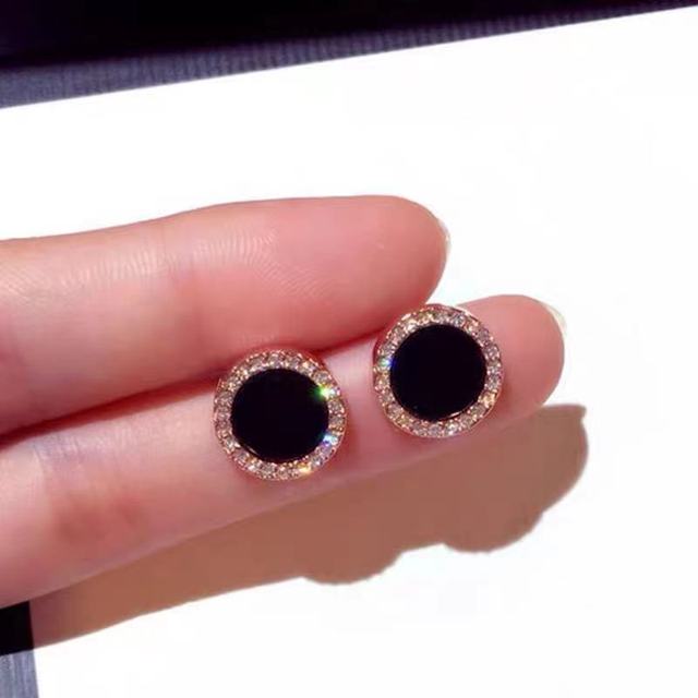 Women's Earrings Asymmetrical Round Hollow Round Black Stud Earrings Pendientes