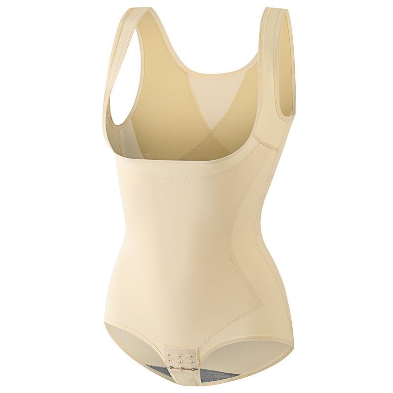 

New-style seamless bust-supporting one-piece shapewear with front-fastening buttons slimming waist and lifting bottom lightweight body-shaping garment XXL