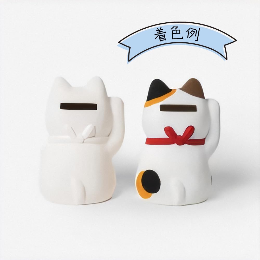 Yakushi Kiln Drawing Maneki-neko (Right Hand Raised) (Piggy Bank) (With Good Luck Sticker)
