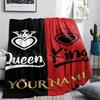 1PC Custom Name Royal Crown Emblem Patterned Flannel Blanket Suitable For All Seasons for Home Decor Warmth and Comfort Gifts Holiday Present_lx