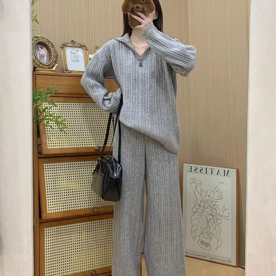 Gemütliches Pullover- & Weitbein-Hosen-Set - Herbst/Winter-Mode