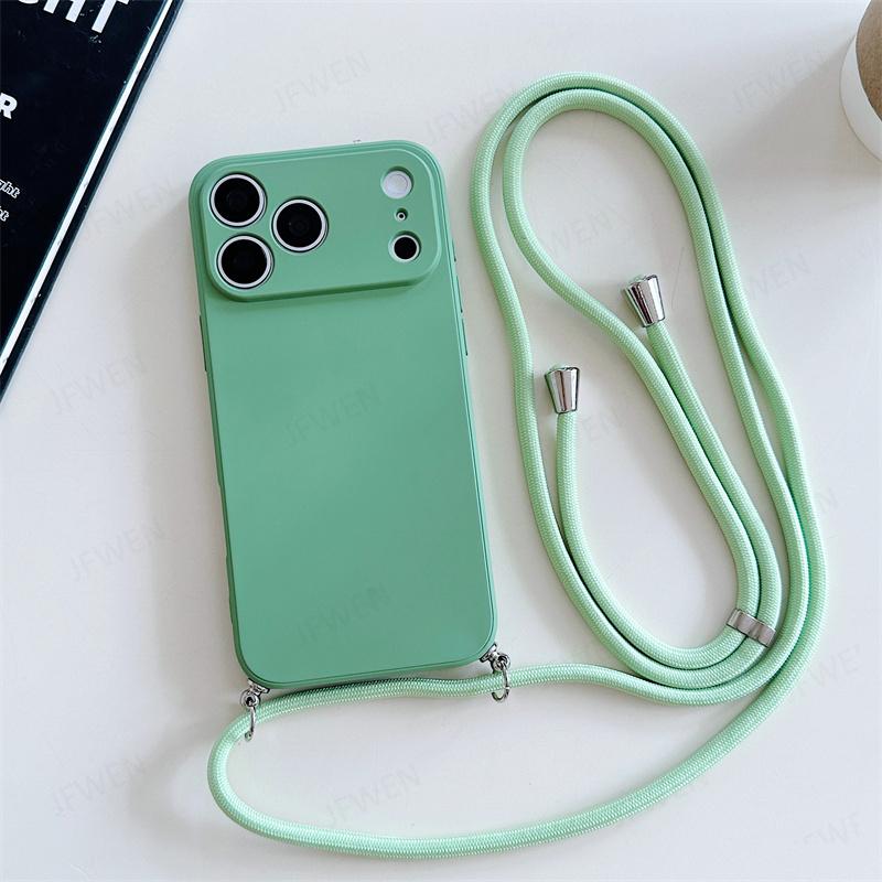 Umhängeband Einfarbige Hülle Für iphone 17 Air 16 15 14 Plus 13 Pro Max Luxus Stoßfestes Silikon Weiche TPU Rückseite