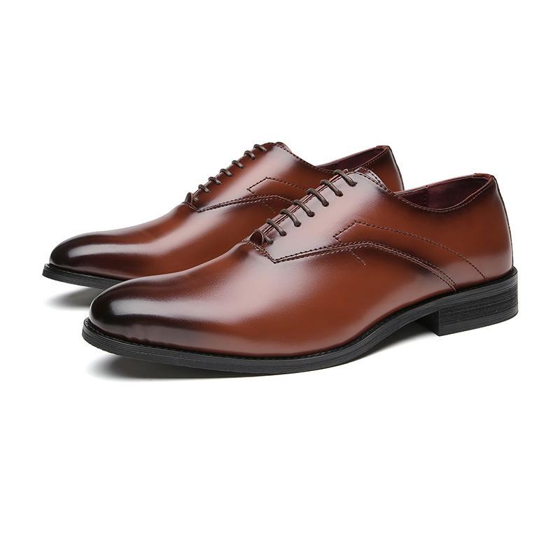 Large Size New Four Seasons Business Leather Shoes Men's Formal Wear Single Shoes Gentleman's Office Wedding Men's Shoes One Piece 2025