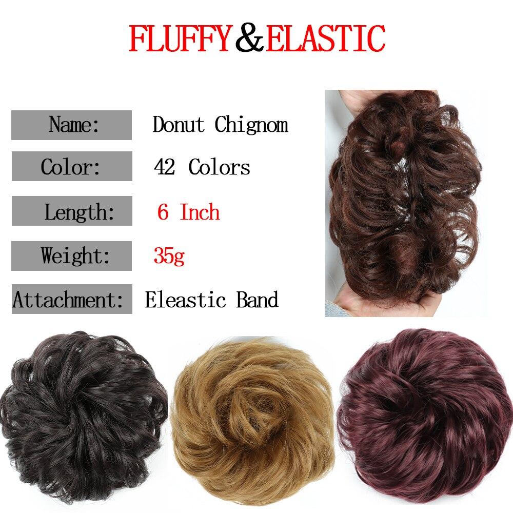 MISS WIG Straight Donut Chignon Hairpieces Synthetic Ombre Elastic Chignon Fluffy Messy Scrunchies Hair Bun for Women