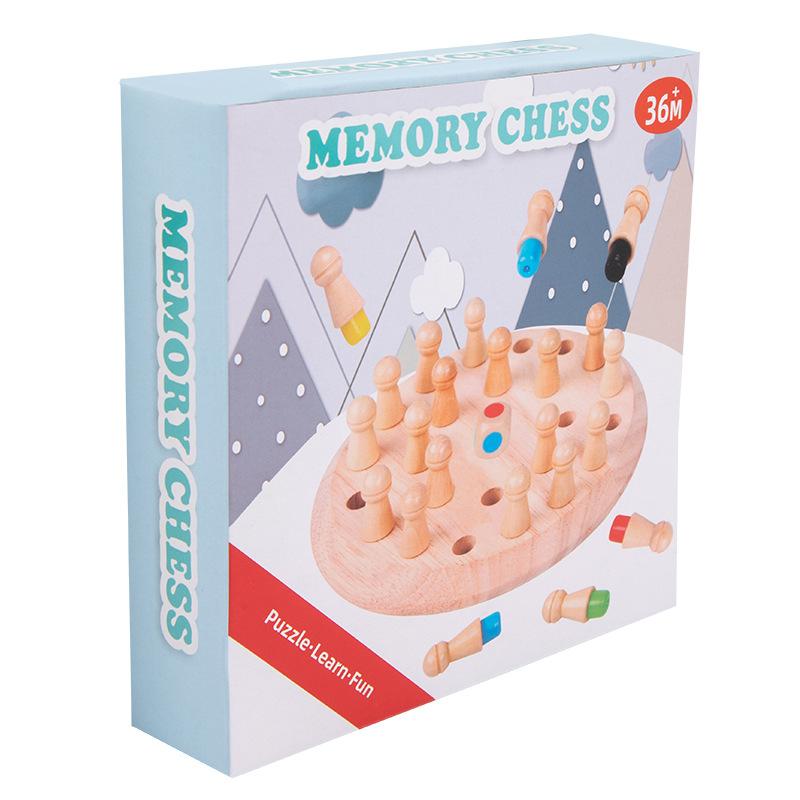 Wooden Round Color Memory Chess Children'S Early Education Puzzle Noble Game Memory Chess Table Toy