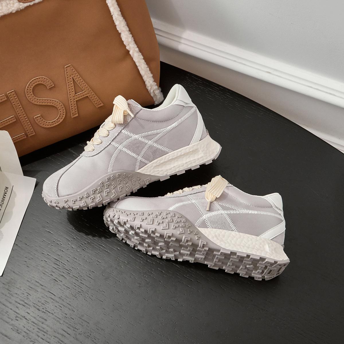 

2025 новые маленькие ретро корейские немецкие тренировочные повседневные кроссовки Forrest Gump женские кроссовки для увеличения внутренней высоты для бега спортивные кроссовки для пап 40 серебряный