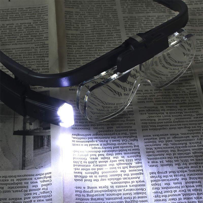 High Definition Head Mounted Glasses Magnifying Glass Overlay Lens LED Light Electronic Motherboard Inspection And Maintenance