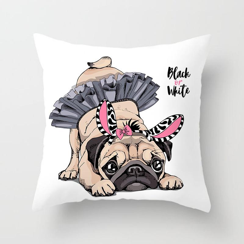 45x45cm New Cartoon Dog Fighting Series Pillowcase Sofa Office Seat Car Cushion Cover Creative Ornament Home Decoration