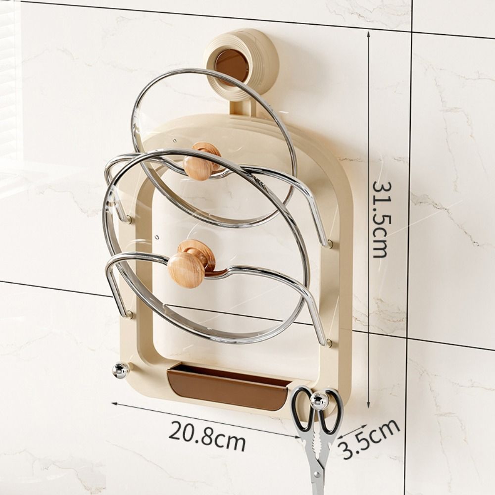 Wall Mounted Pot Lid Holder Punch-Free Pot Lid Rack Practical Pan Cover Storage Holder