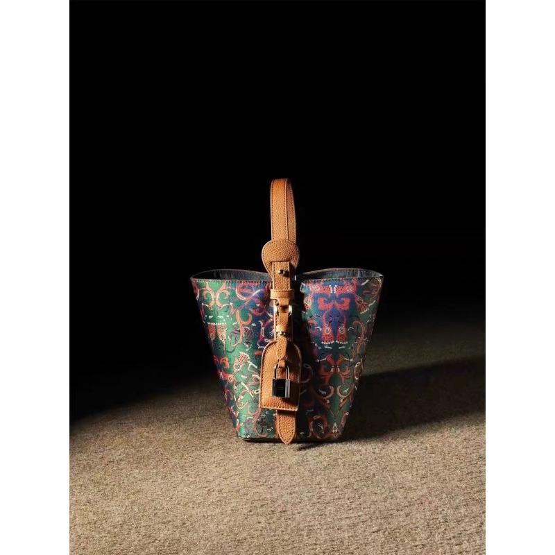 

New Chinese style Shu brocade vegetable basket new allibb national style cheongsam Song brocade bucket bag portable messenger bag