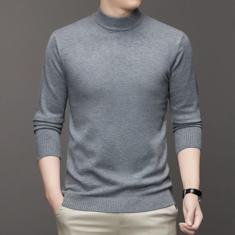 

Мужской однотонный свитер с полуводолазкой на осень и зиму S темно серый