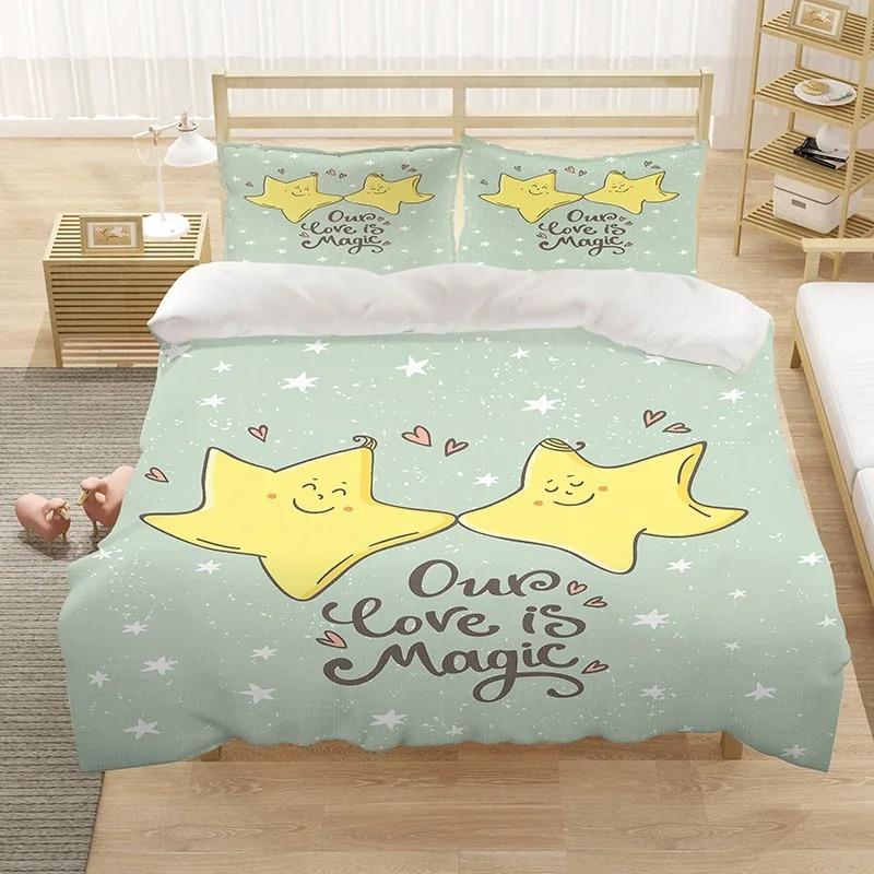 Cute Cartoon Little Star Bedding Set Duvet Cover Bedroom Comforter Covers Single Twin King Size Quilt Cover Home Textile