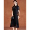 Hepburn Style Hollow-Out Fake Two-Piece Black Dress