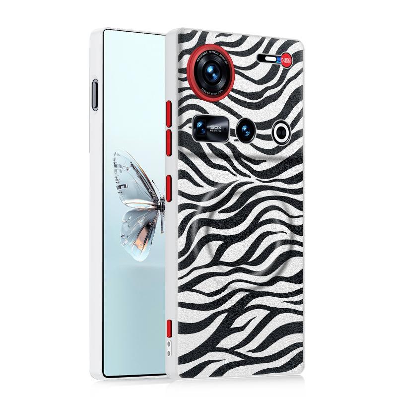 For ZTE nubia Z70 Ultra and Z70S Ultra Case Dairy Cow Zebra Leather Magnetic Suction Keys Lens Frame Anti-Fingerprint Soft Cover