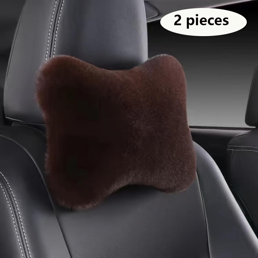 2Pcs Luxury Plush Car Headrest Pillows Soft Foam Filled for Neck Support Travel Accessories for Long Drives, Stylish Car Interior, Cozy Travel Pillow