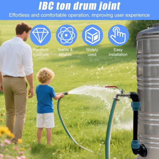 IBC 3/4" Outlet Tap IBC Adapter for 1000L Rainwater Tank Tap Stopcock with 25cm Extension Tube IBC