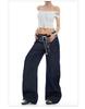 2025 Spring Women's Ruffle Edge Double Waist Saber Pants in Washed Spicy Street Style