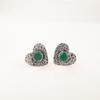 Rare Green Onyx Gemstone 925 Sterling Silver Jewelry Oxidized Handmade Studs0.6" EE-143-10