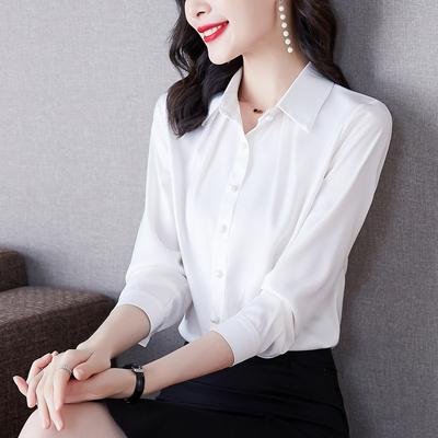 Korean Satin Shirt Women's Design Niche Fashion Long-sleeved Temperament Professional Shirt Top