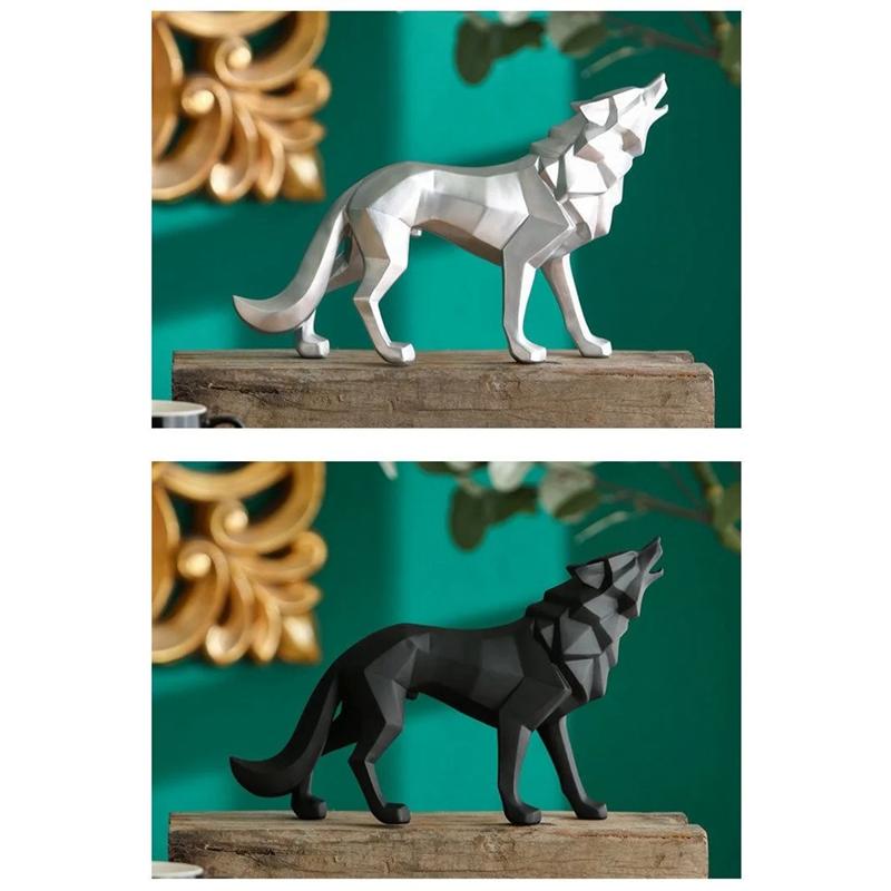 ABKY-Socha vlka Zvířecí figurka Socha Soška Domácí Stolní Interiérové Dekorace Doplňky Obývací Pracovna Ložnice Dekor