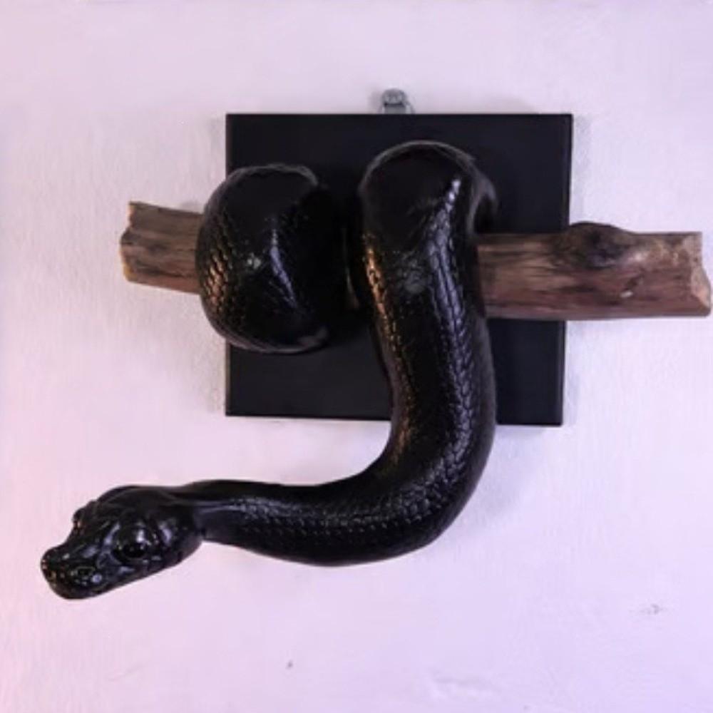 Gothic Accent 3D Metallic Snake Sculpture Reptile Themed Python Hanging Decor Indoor Outdoor Decor