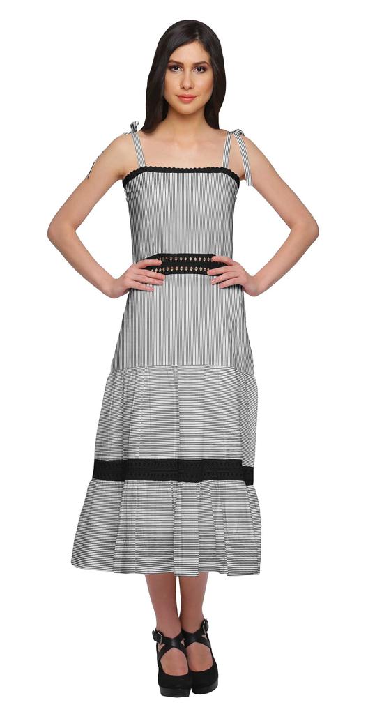 Moomaya Printed Adjustable Shoulder Strap Women Casual Sleeveless Long Dress