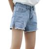 Skinny Fashionable and Versatile Light-colored Denim Shorts Female Summer Thin Section High-waisted Wide-legged Raw Edge Thin A-line Open Pants